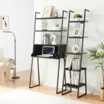 Set mobilier birou Storfjord cu birou și raft scară, negru