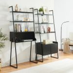 Möbelset Storfjord 2-tlg. 1x Schreibtisch, 1x Leiterregal mit Schrank [en.casa]