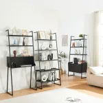 Set mobilier birou Storfjord 3 piese cu birou si 2 rafturi, negru