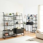 Möbelset Storfjord 4-tlg. 1x Schreibtisch, 3x Leiterregal [en.casa]