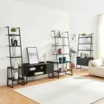 Set mobilier living Storfjord cu 3 rafturi și masă TV, negru