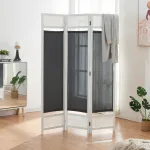 Paravan despărțitor pliabil Dorotea, 3 panouri, 120x170 cm, alb/gri închis