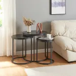 Set 3 măsuțe laterale negre Ulricehamn, design modern, economisire spațiu