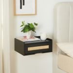 Wandregal Ljuredsø mit Schublade 40x30x16,5 cm Schwarz [en.casa]