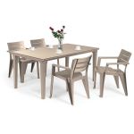 Set mobilier de grădină Curver Fujuli 4+1, cappuccino, masă și 4 scaune