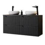 Dulap baie dublu cu 2 lavoare ceramice Skelbolu 120 cm, negru
