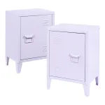 Set 2 noptiere metalice Inari lila cu usa stanga/dreapta, 57 x 40 x 30 cm