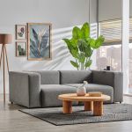 Canapea 2 locuri Suldal din stofă gri, design modular, [en.casa]