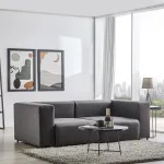 Canapea 2 locuri Suldal neagră, din imitație de piele întoarsă