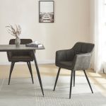 Set 2 scaune dining Birmingham, gri închis, cu cotiere