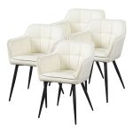 Set 4 scaune dining tapițate Birmingham bej cu brațe [en.casa]