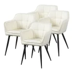 Set 4 scaune dining tapițate Birmingham bej cu brațe [en.casa]