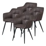 Set 4 scaune dining Birmingham maro închis cu cotiere [en.casa]