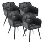 Set 4 scaune dining Birmingham negre, tapitate, cu cotiere