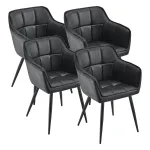 Set 4 scaune dining Birmingham negre, tapitate, cu cotiere