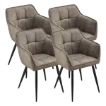 Set 4 scaune dining tapițate Birmingham taupe cu brațe