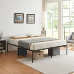 Pat metalic dublu 180x200 cm negru Vardo, cadru rezistent