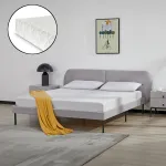 Pat tapițat Porvoo cu saltea 160x200 cm, textil gri, [en.casa]