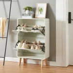 Pantofar cu oglindă Aure, alb, 2 clapete, pentru 8 perechi