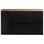 Dulap baie suspendat cu blat Skelbolu 100 cm, negru si stejar