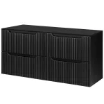 Dulap baie suspendat dublu 120 cm, negru, cu 4 sertare Softclose