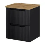 Masca lavoar suspendata Skelbolu 50 cm, negru cu stejar, 2 sertare