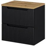 Masca lavoar suspendată Skelbolu 60 cm negru cu stejar