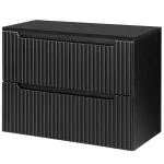 Dulap baie suspendat Skelbolu 80 cm negru cu 2 sertare