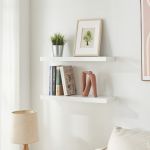 Set 2 rafturi de perete Stranda, albe, 60x20 cm, pentru living