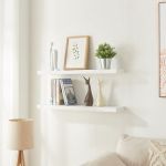 Set 2 rafturi de perete albe Stranda 80x20 cm, MDF si metal