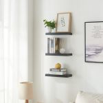 Wandregal Stranda 3er Set 38x17x4 cm Schwarz [en.casa]