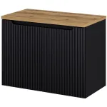 Masca lavoar suspendata Skelbolu 80 cm, negru cu aspect stejar