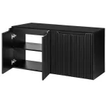 Dulap suspendat pentru lavoar dublu Skelbolu, 4 uși, 120 cm, negru