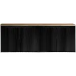 Dulap baie suspendat pentru lavoar dublu, 4 uși, 160 cm, negru cu stejar
