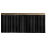Dulap baie pentru lavoar dublu Skelbolu, 5 uși, 140 cm, negru și stejar