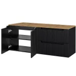 Dulap baie dublu suspendat Skelbolu 160 cm negru cu stejar