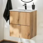 Lavoar cu mască suspendată Skelbolu 50x57x39 cm, aspect stejar