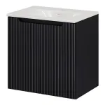 Dulap baie suspendat cu lavoar ceramic Skelbolu 60 cm, negru