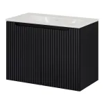 Masca lavoar suspendata 80 cm neagra cu lavoar ceramic Skelbolu