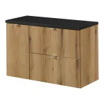 Masca lavoar suspendata Skelbolu 90 cm, stejar sonoma si negru