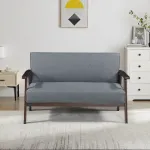 Canapea 2 locuri Kinda, tapițată, gri, 121x69x75 cm