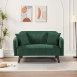 Canapea 2 locuri Midt verde din cord, 132x70x80,5 cm, [en.casa]