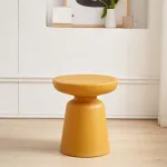 Masă laterală Posio galbenă 44xØ40 cm, design modern, [en.casa]