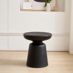 Măsuță laterală Posio 44xØ40 cm, neagră, design modern [en.casa]