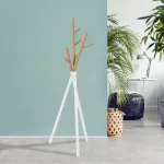 Cuier pom Laerdal din oțel alb cu aspect lemn, 172x49x49 cm