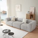 Modular Sofa 3-Sitzer Hurvas Bouclé Grau [en.casa]