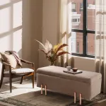 Bancheta cu spațiu de depozitare Dals, catifea maro, 100x40x42 cm