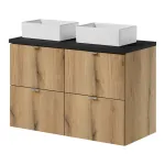 Lavoar dublu suspendat Skelbolu 100 cm, aspect stejar si negru