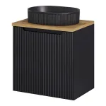 Masca lavoar suspendata Skelbolu 60 cm, negru cu aspect de stejar