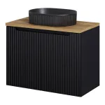 Masca lavoar suspendata Skelbolu 80 cm, negru si stejar